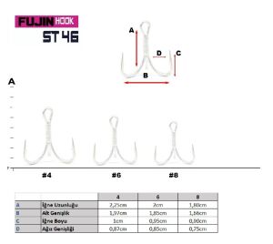 Fujin ST46 Üçlü Maket Balık İğnesi No:4 (6 adet)