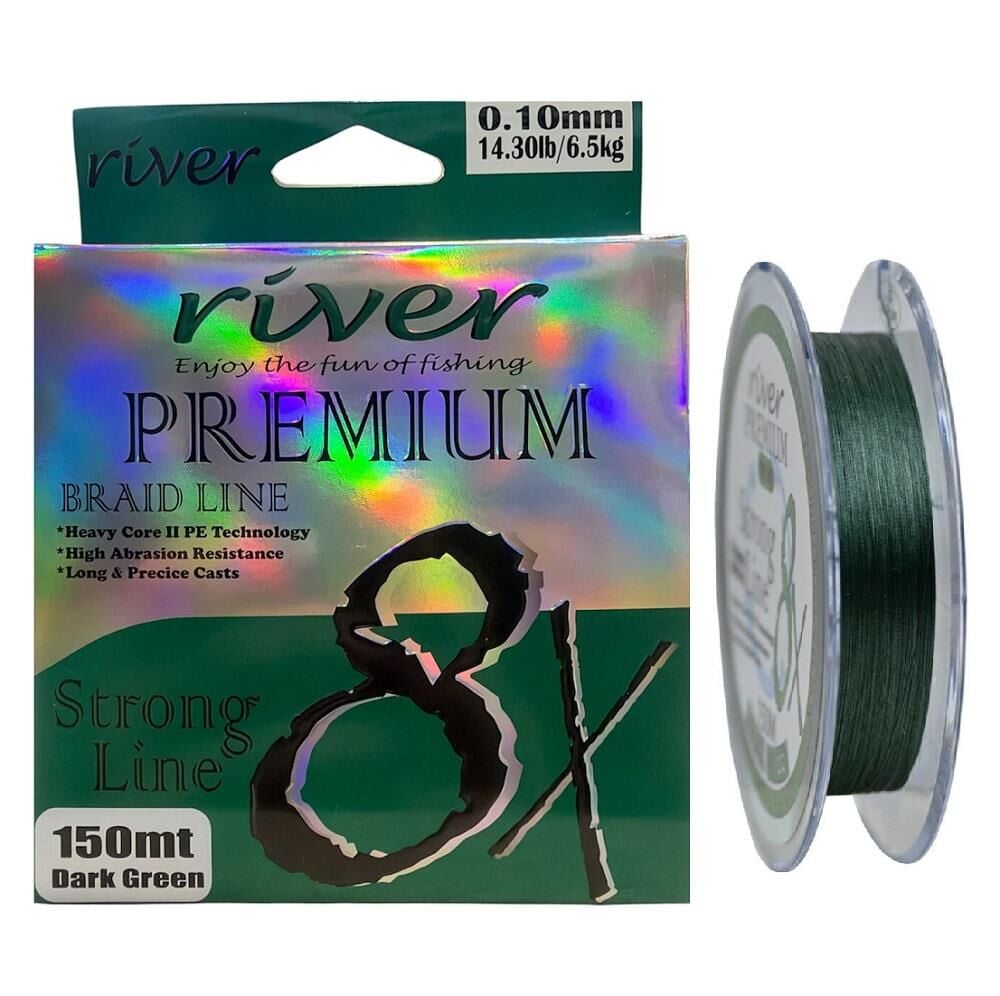 River Premium 8X 150mt 0.10mm 6.5kg Örgü İp Misina Koyu Yeşil