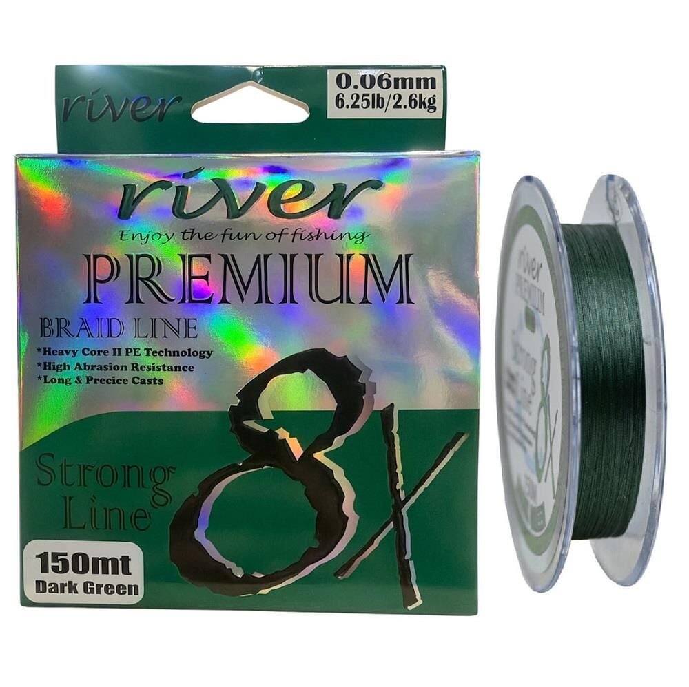 River Premium 8X 150mt 0.06mm 2.6kg Örgü İp Misina Koyu Yeşil