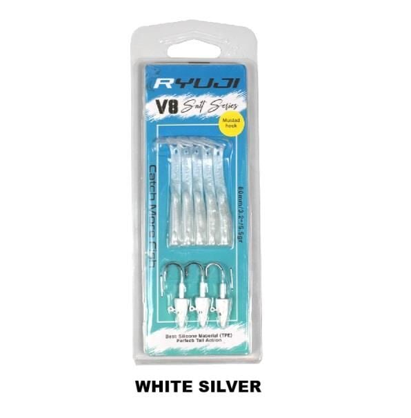 Ryuji V8 8cm 5.5gr Silikon Yem (3+5) White Silver