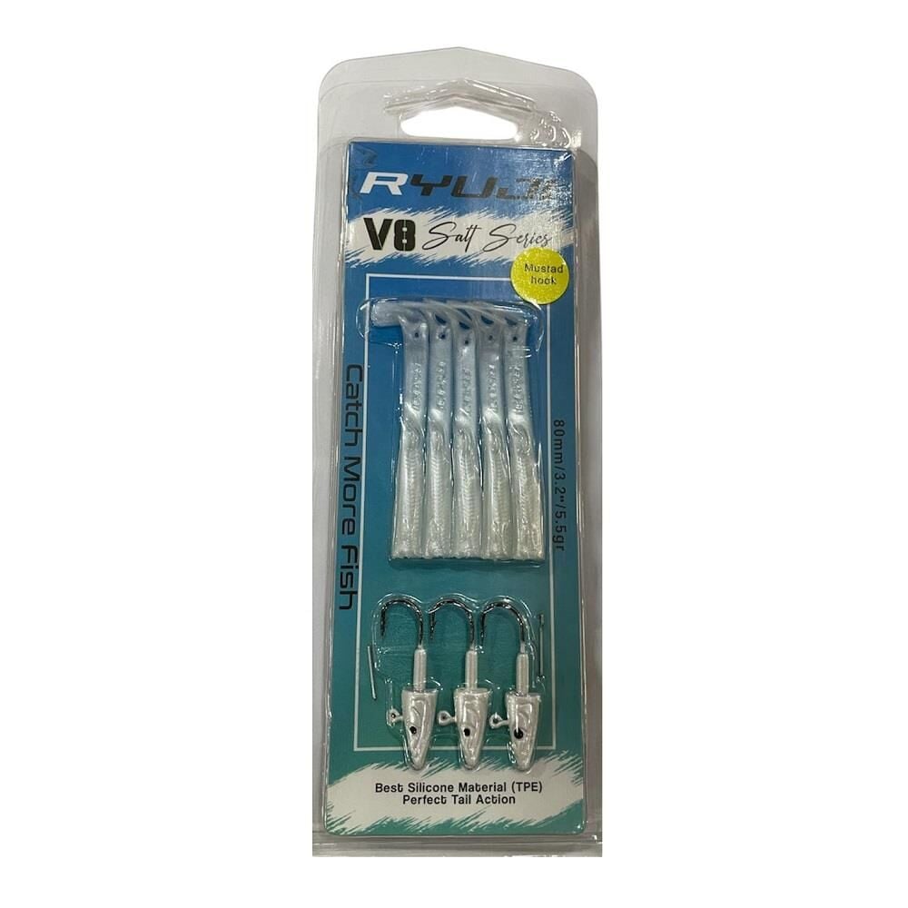 Ryuji V8 8cm 5.5gr Silikon Yem (3+5) White Silver