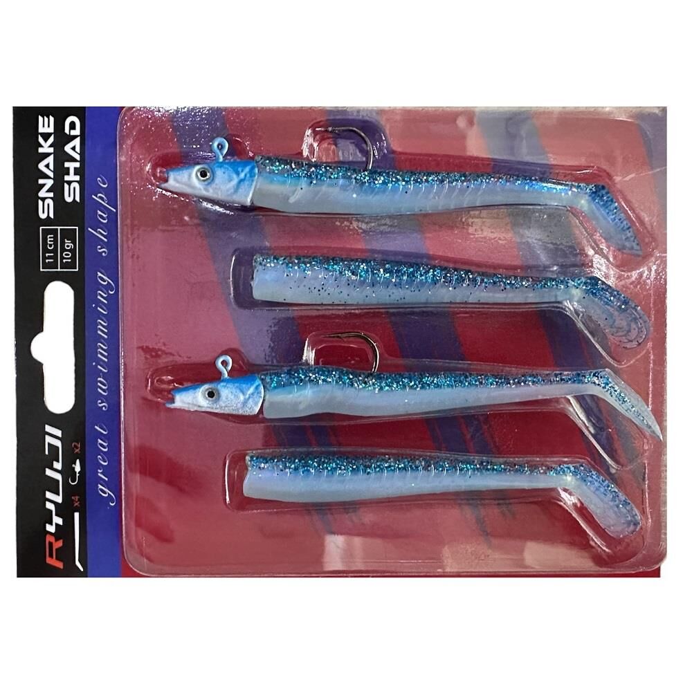 Ryuji Snake Shad 11cm 10gr (2 Jighead + 4  Silikon) 11 Blue Ice