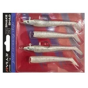 Ryuji Snake Shad 11cm 10gr (2 Jighead + 4  Silikon) 5 Pearl Glow