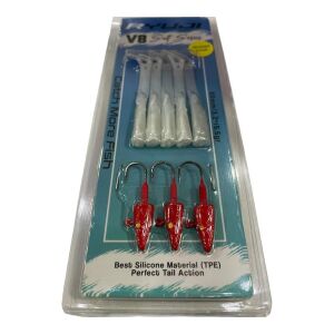 Ryuji V8 8cm 5.5gr Silikon Yem (3+5) Red Head White Silver