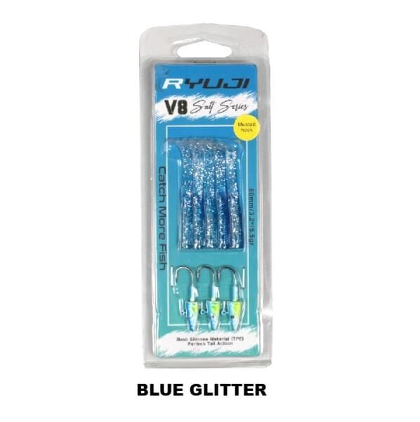 Ryuji V8 8cm 5.5gr Silikon Yem (3+5) Blue Glitter