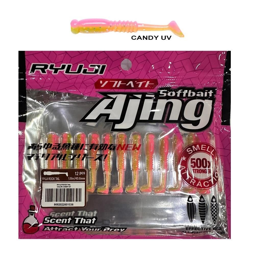 Ryuji Rock Tail 4cm Kokulu LRF Silikon Yem 12 adet Candy UV