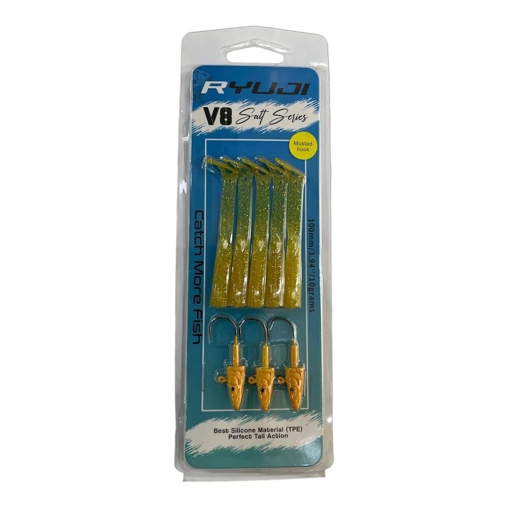 Ryuji V8 10cm 10gr Silikon Yem (3+5) Chartreuse Glow