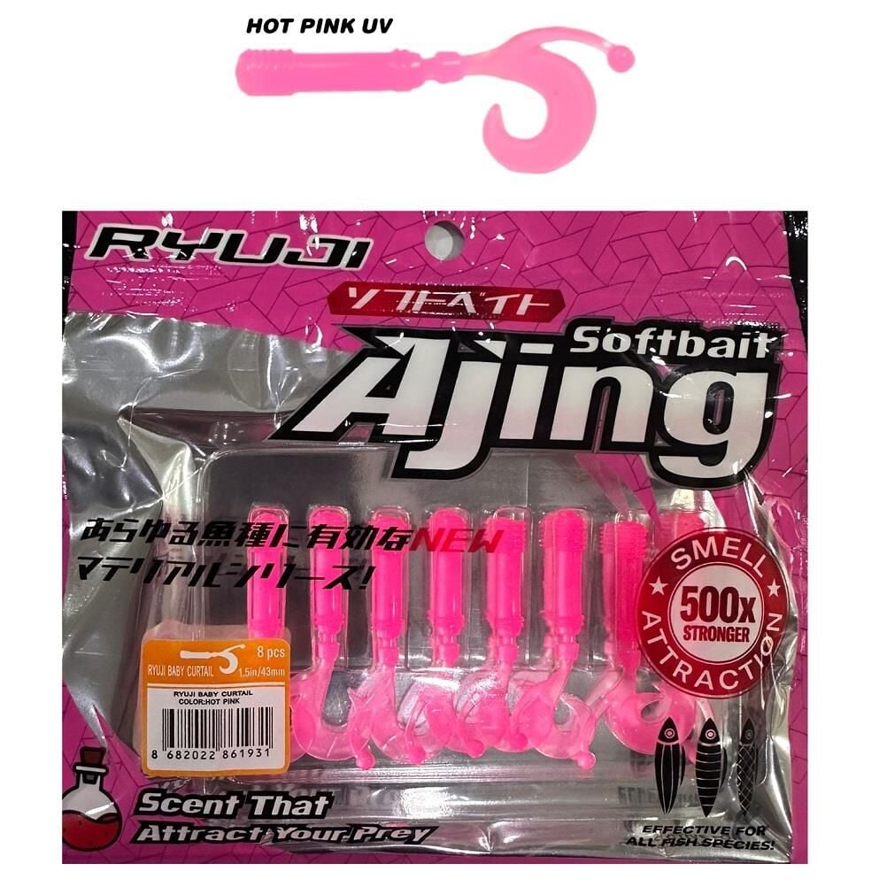 Ryuji Baby Curtail 4.3cm Kokulu LRF Silikon Yem 8 adet Hot Pink UV