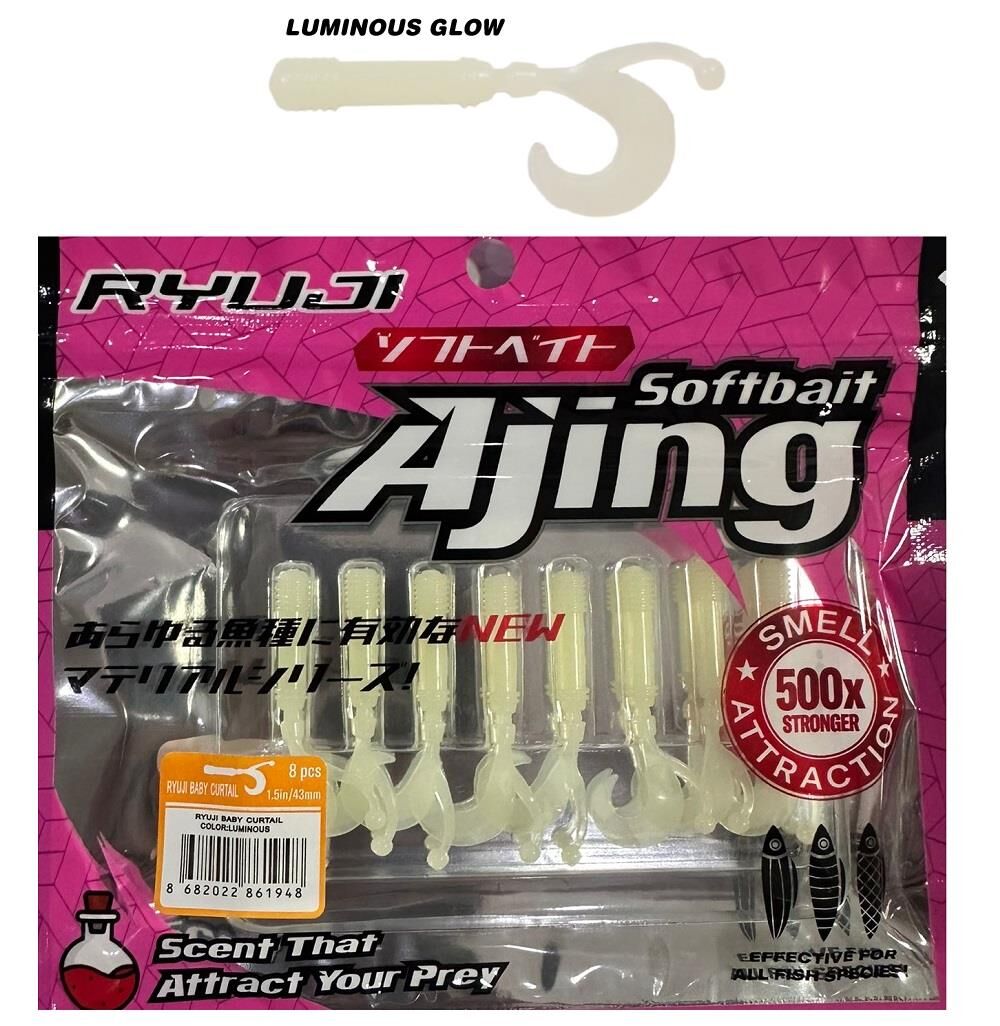 Ryuji Baby Curtail 4.3cm Kokulu LRF Silikon Yem 8 adet Luminous Glow