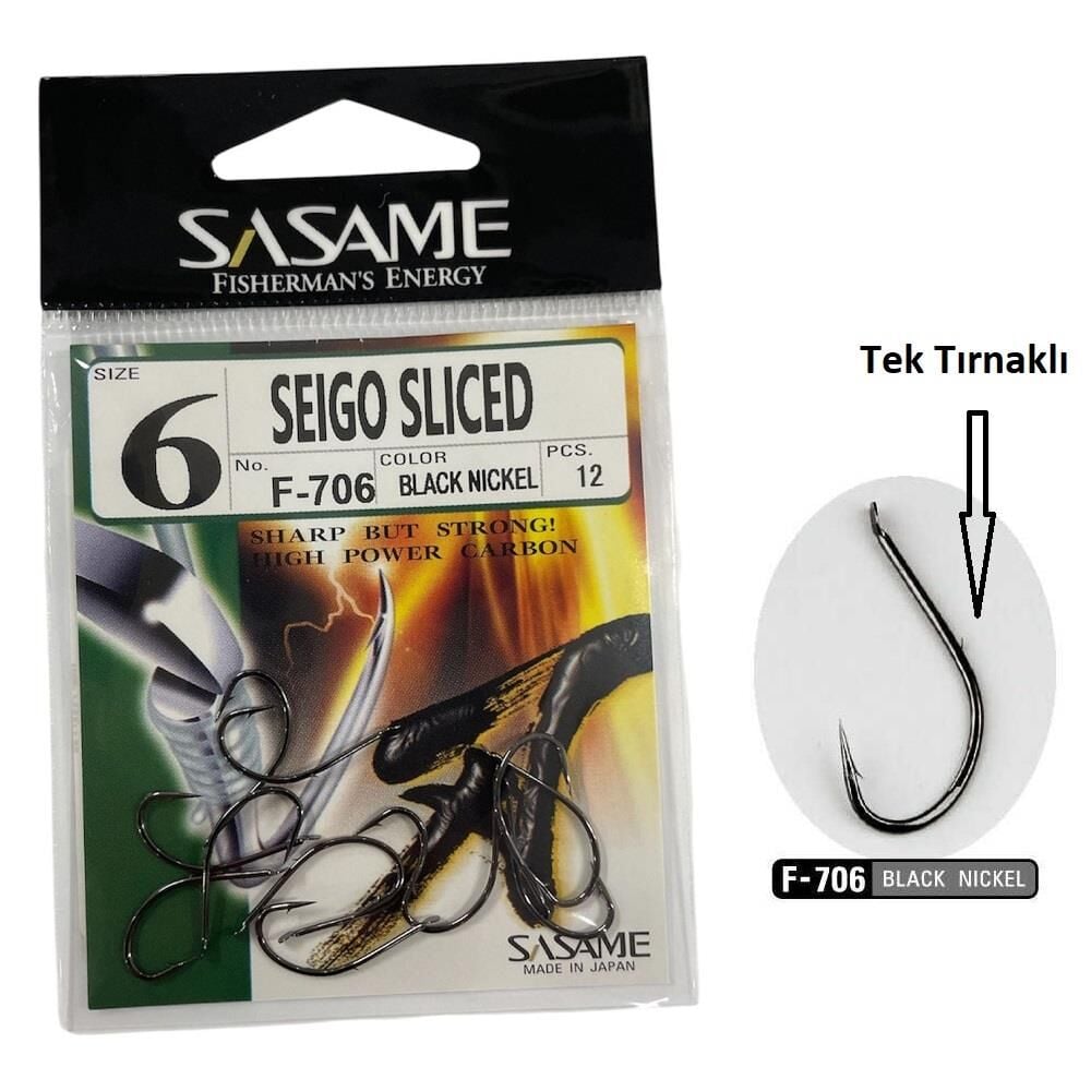 Sasame F-706 No:6 Seigo Sliced Black Nikel Olta İğnesi 12 Adet