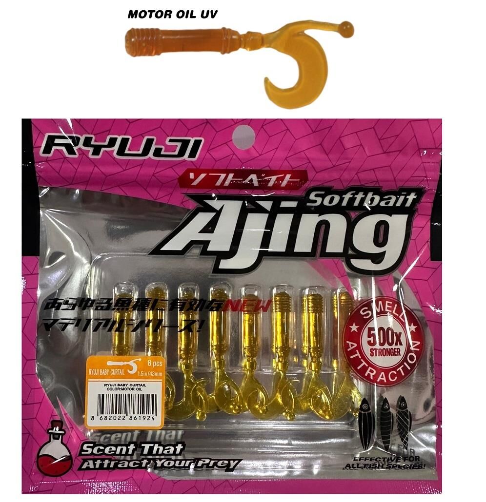 Ryuji Baby Curtail 4.3cm Kokulu LRF Silikon Yem 8 adet Motor Oil
