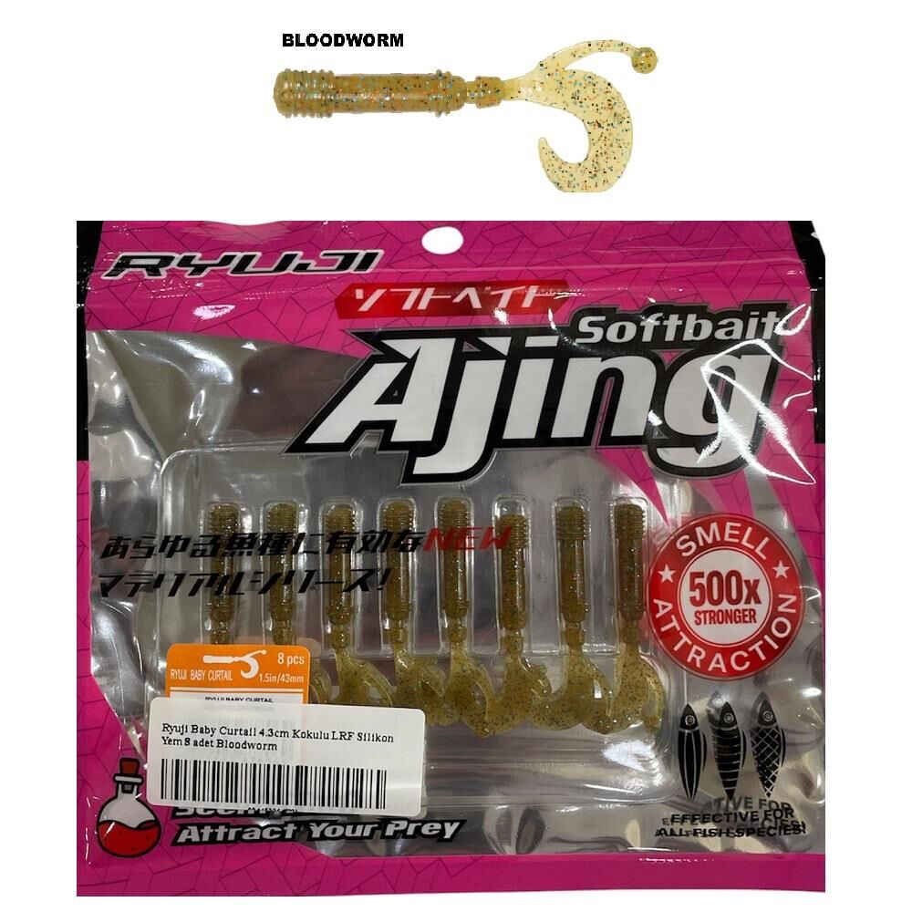 Ryuji Baby Curtail 4.3cm Kokulu LRF Silikon Yem 8 adet Bloodworm