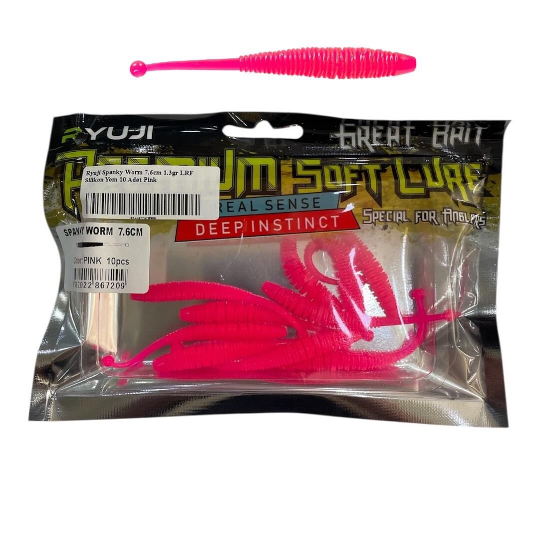 Ryuji Spanky Worm 7.6cm 1.3gr LRF Silikon Yem 10 Adet Pink