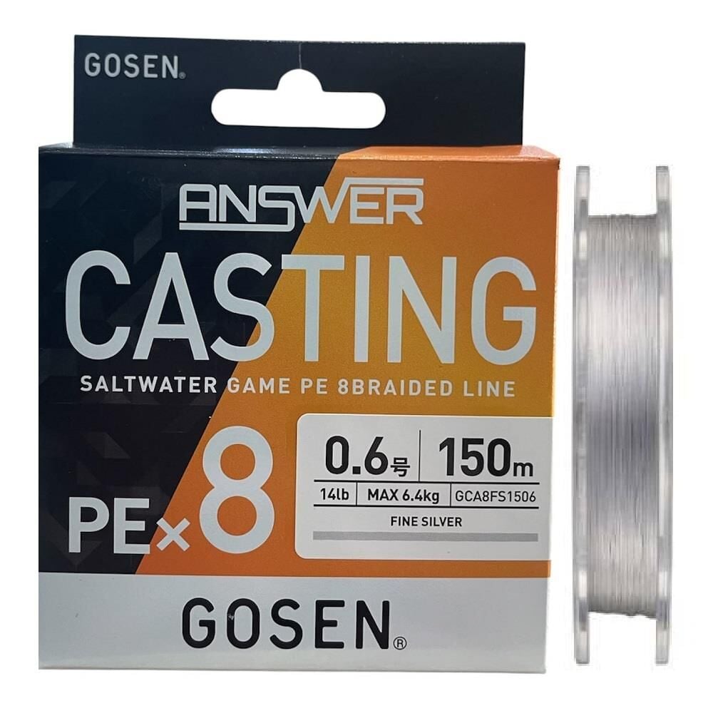 Gosen Answer Casting 8X 150mt 0.6PE Max 6.4kg LRF İp Örgü Misina Fine Silver