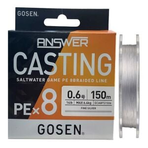 Gosen Answer Casting 8X 150mt 0.6PE Max 6.4kg LRF İp Örgü Misina Fine Silver