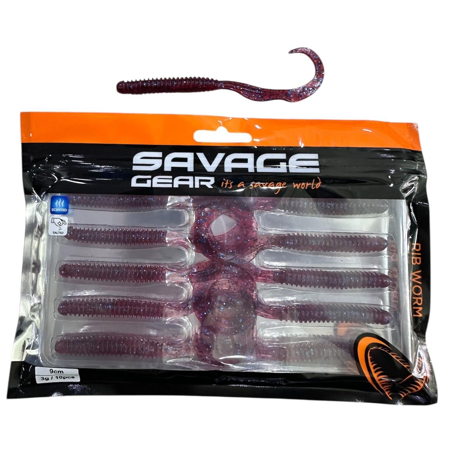 Savage Gear Rib Worm 9cm 3gr Silikon Yem 10 Adet Plum