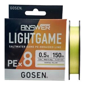 Gosen Answer Light Game 8X 150mt 0.5PE Max 5.4kg Lrf İp Örgü Misina Cocktail Yellow