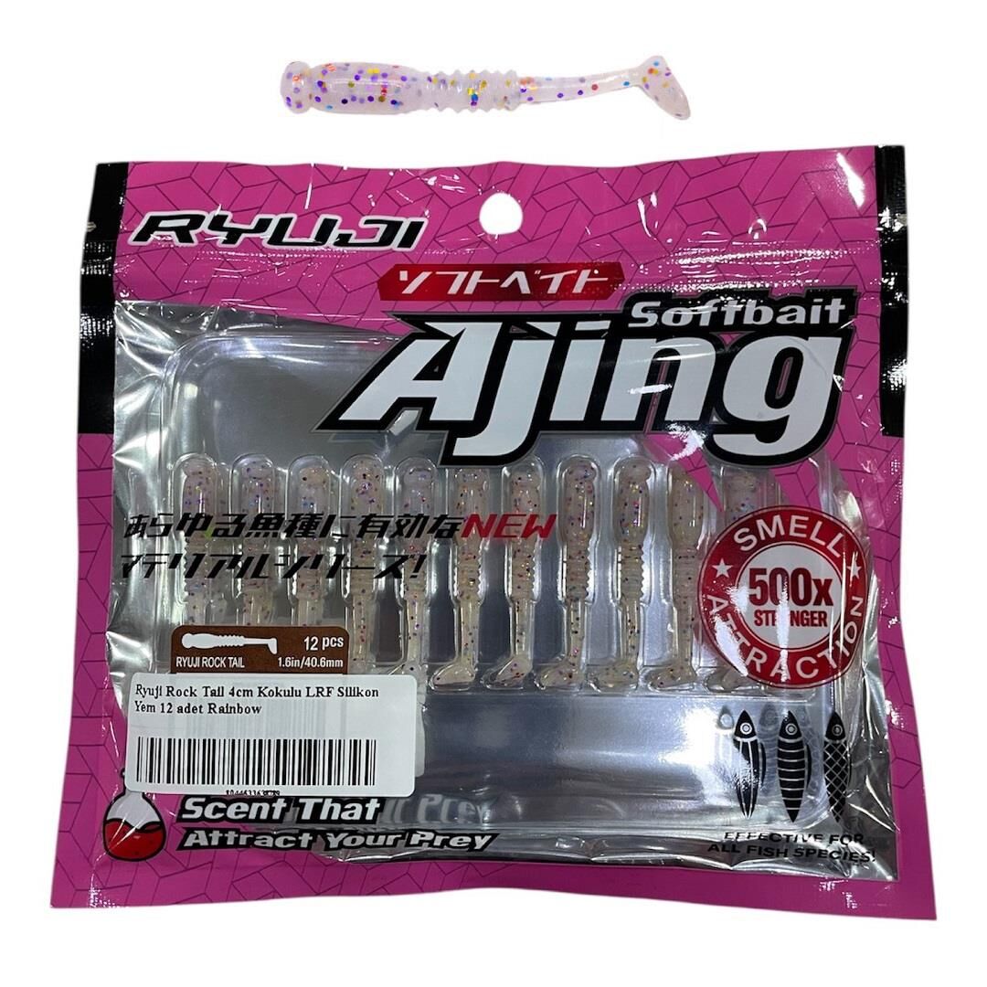 Ryuji Rock Tail 4cm Kokulu LRF Silikon Yem 12 adet Rainbow