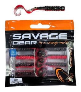 Savage Gear Pro Grub 5cm 0.8gr LRF Silikon Yem 8 Adet Red in Black