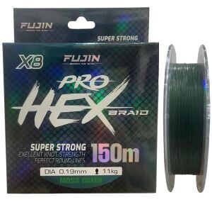 Fujin Pro Hex 8x 150mt 0.19mm 11kg İp Örgü Misina Koyu Yeşil