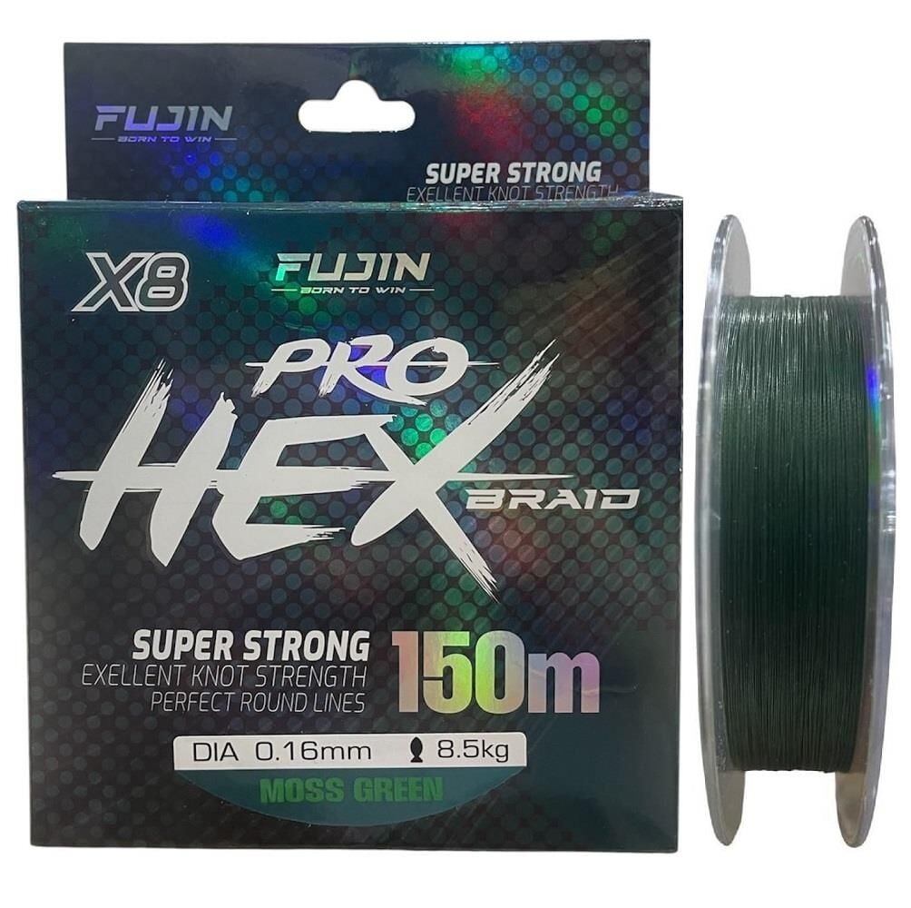 Fujin Pro Hex 8x 150mt 0.16mm 8.5kg İp Örgü Misina Koyu Yeşil