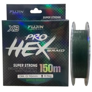 Fujin Pro Hex 8x 150mt 0.16mm 8.5kg İp Örgü Misina Koyu Yeşil