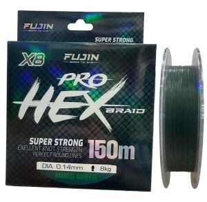 Fujin Pro Hex 8x 150mt 0.14mm 8kg İp Örgü Misina Koyu Yeşil