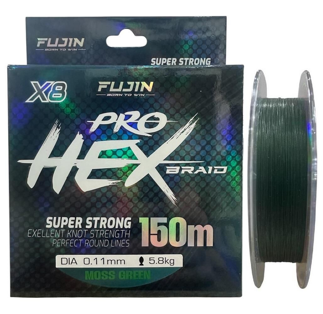 Fujin Pro Hex 8x 150mt 0.11mm 5.8kg İp Örgü Misina Koyu Yeşil