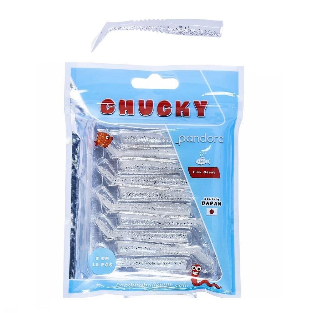 Pandora Chucky 5cm LRF Silikon Yem 10 Adet White Glitter