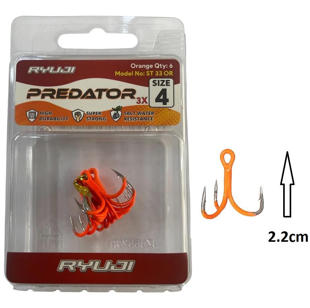 Ryuji Predator 3X ST33 No:4 Üçlü İğne Orange 6 Adet