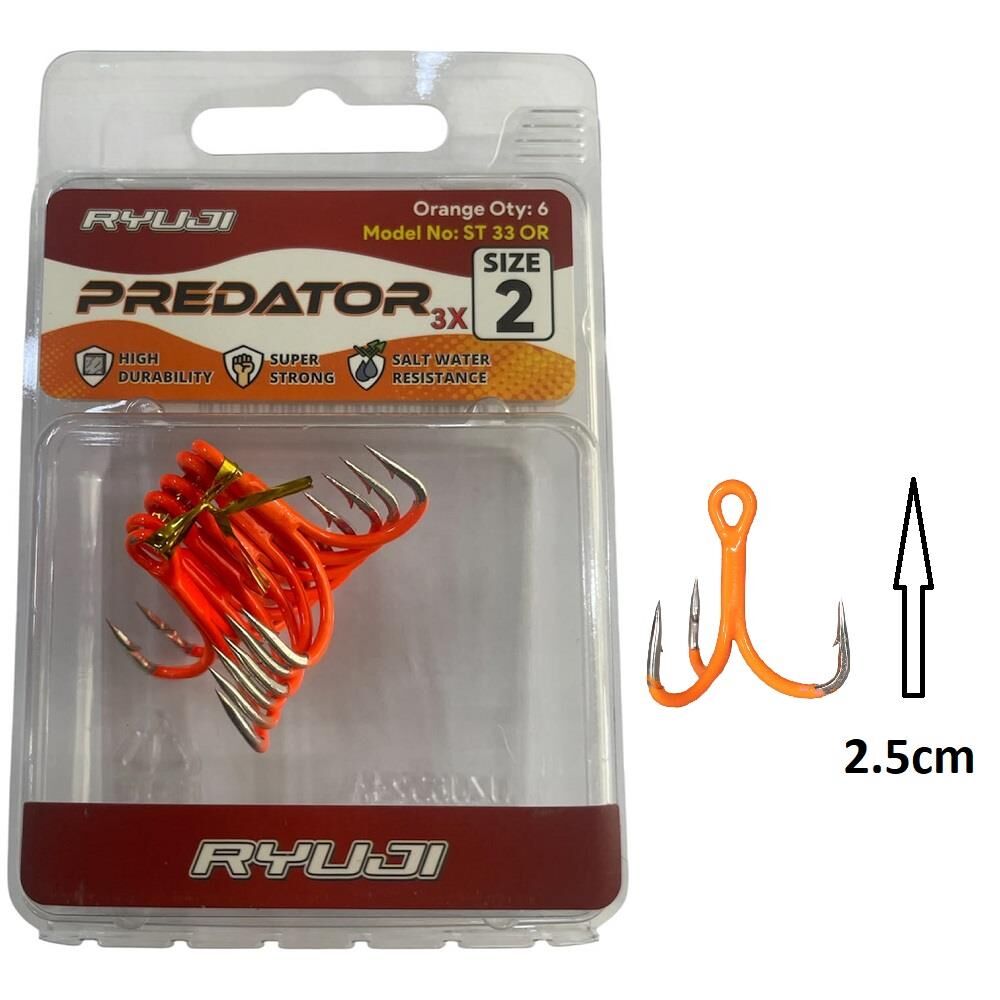 Ryuji Predator 3X ST33 No:2 Üçlü İğne Orange 6 Adet
