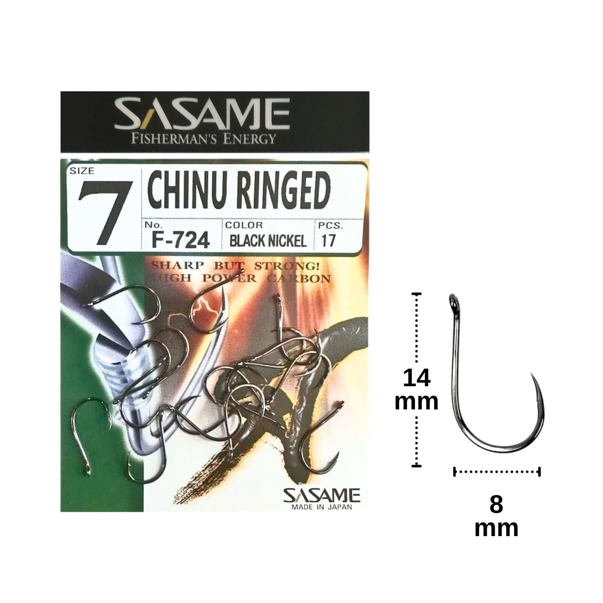 Sasame F-724 No:7 Chinu Ringed Serisi Olta İğnesi 17 Adet
