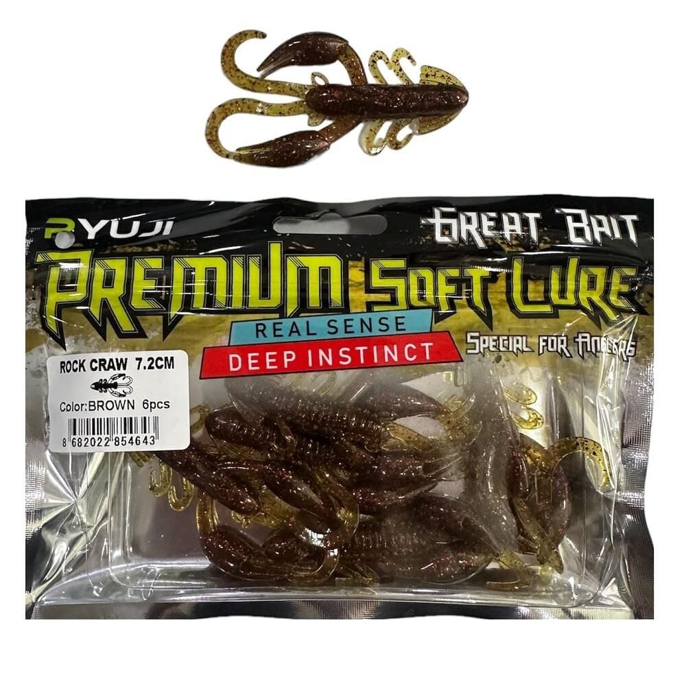 Ryuji Rock Craw 7.2cm 5.5gr Silikon Yem 6 Adet Brown