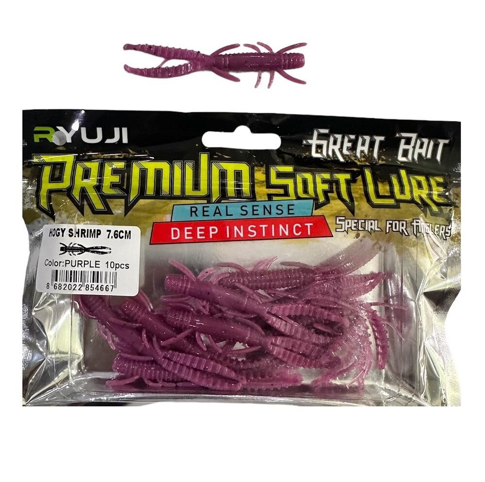 Ryuji Hogy Shrimp 7.6cm 1.9gr Silikon Karides 10 Adet Purple