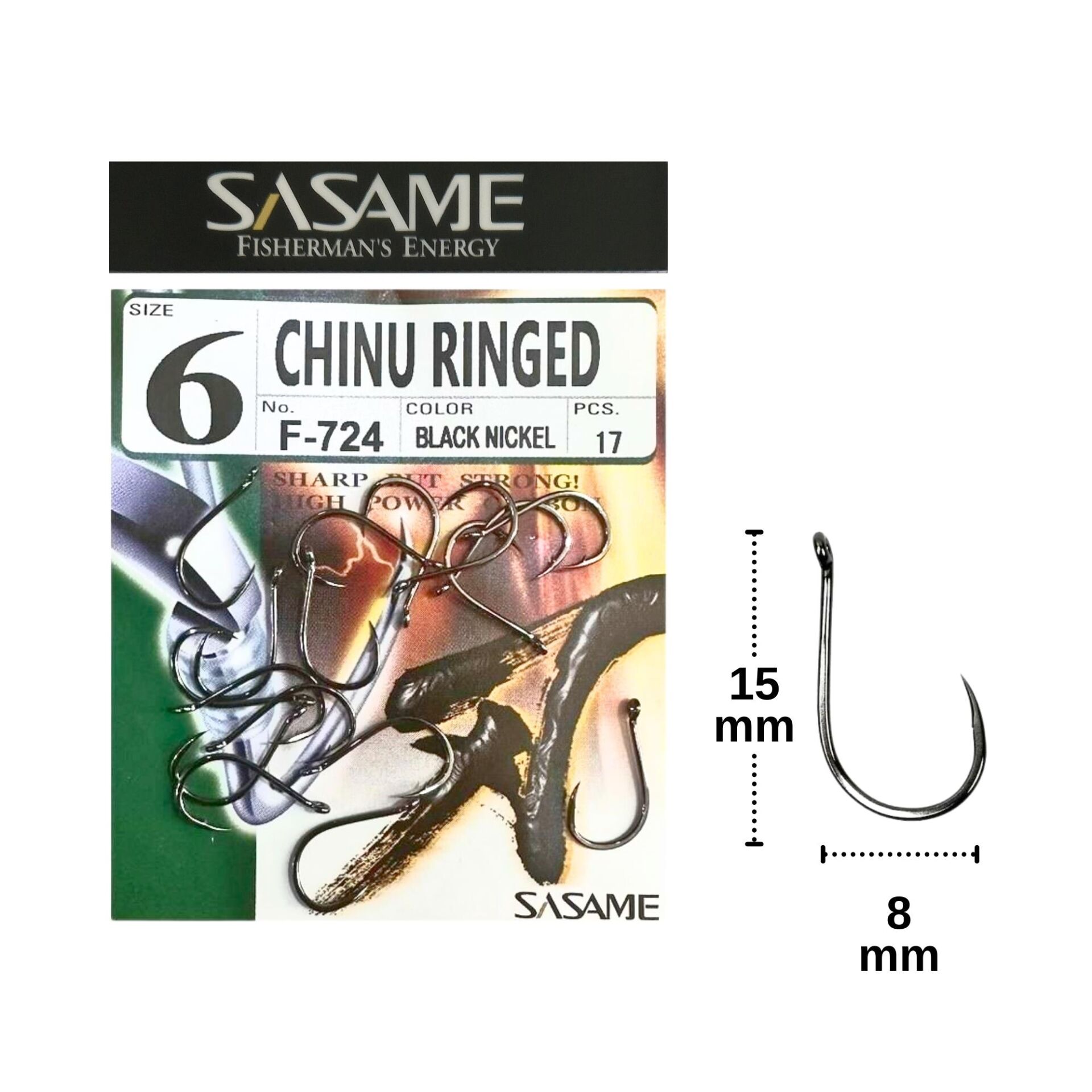 Sasame F-724 No:6 Chinu Ringed Serisi Olta İğnesi 17 Adet