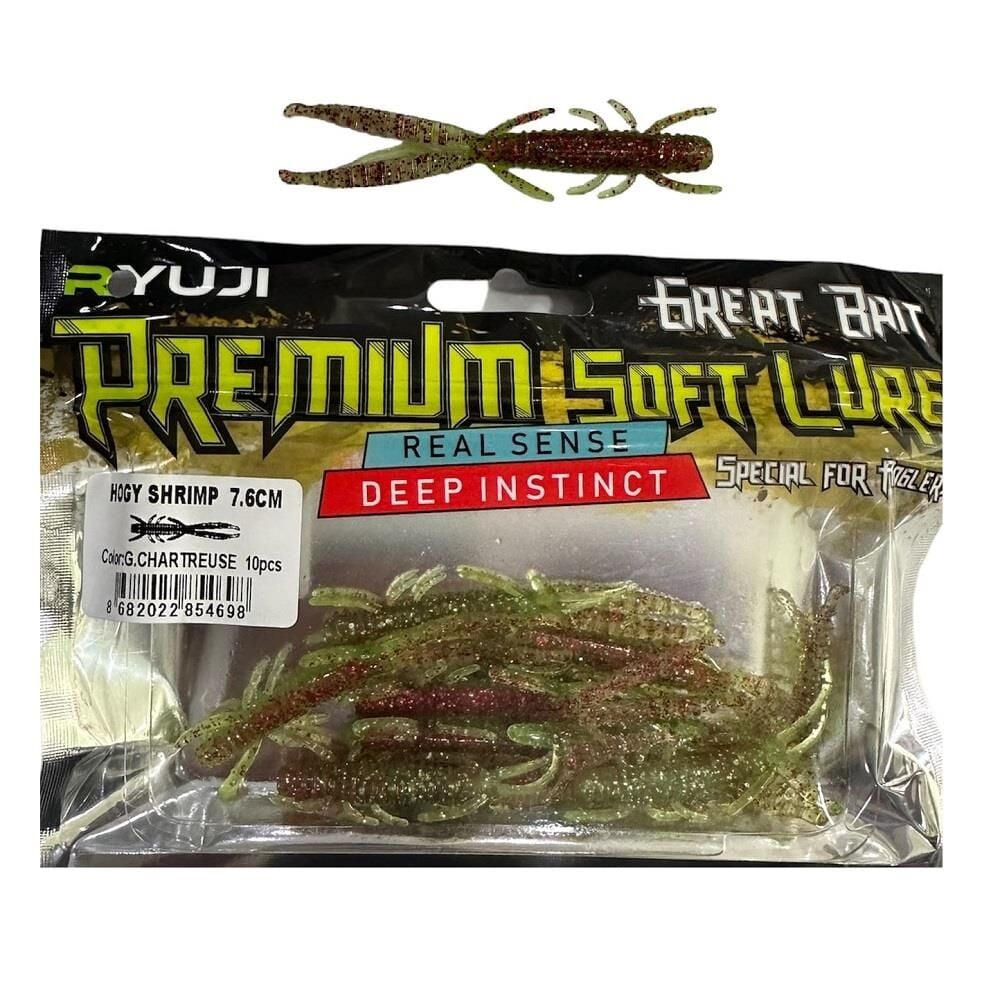 Ryuji Hogy Shrimp 7.6cm 1.9gr Silikon Karides 10 Adet G.Chartreuse