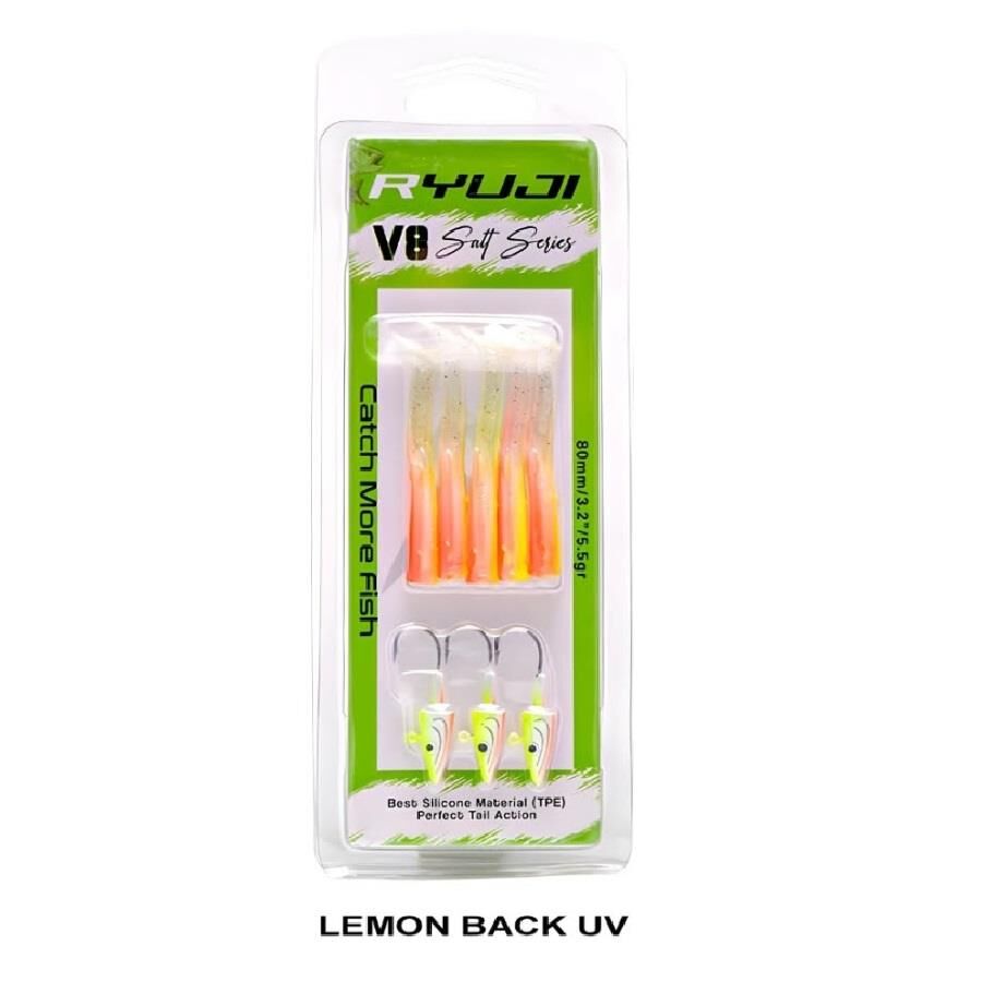 Ryuji V8 8cm 5.5gr Silikon Yem (3+5) Lemon Back UV