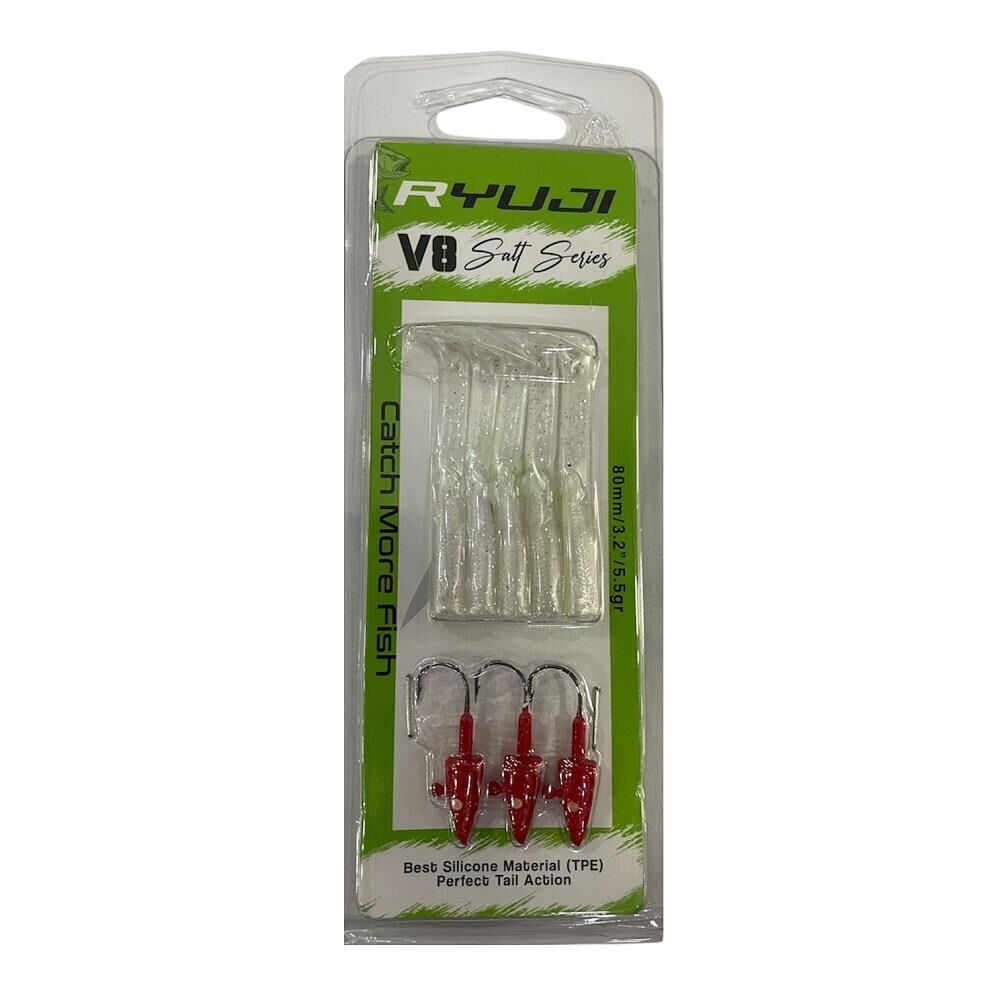 Ryuji V8 8cm 5.5gr Silikon Yem (3+5) Trans Red Head