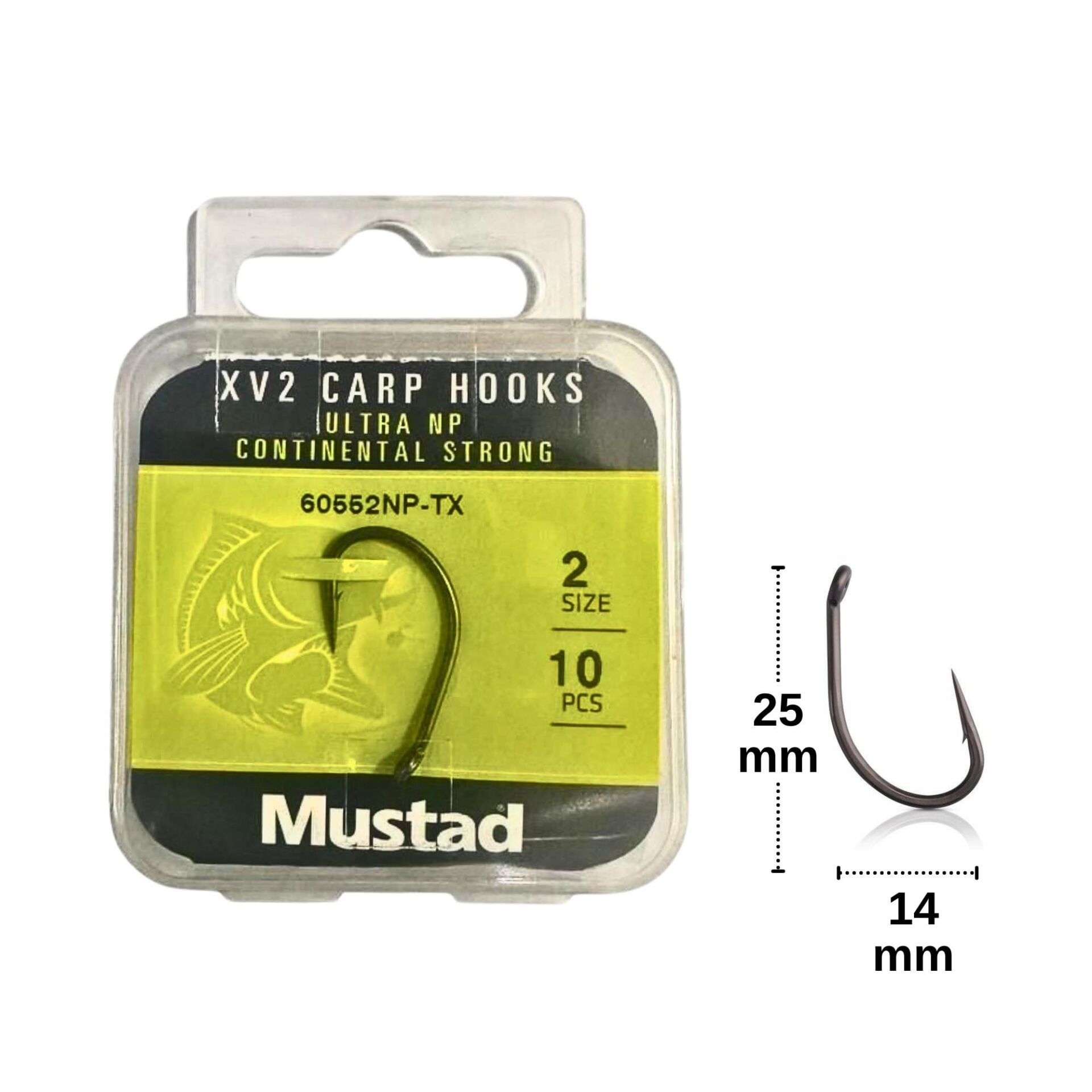 Mustad XV2 Carp Continental Strong No:2 Sazan İğnesi (10 adet)