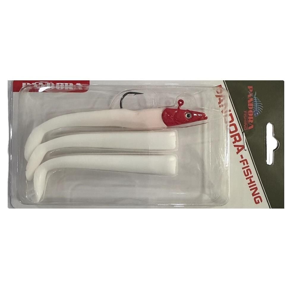 Pandora Sandeel 10cm 1+3 Silikon Yem Seti Red Head/White Body