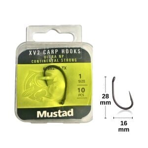 Mustad XV2 Carp Continental Strong No:1 Sazan İğnesi (10 adet)