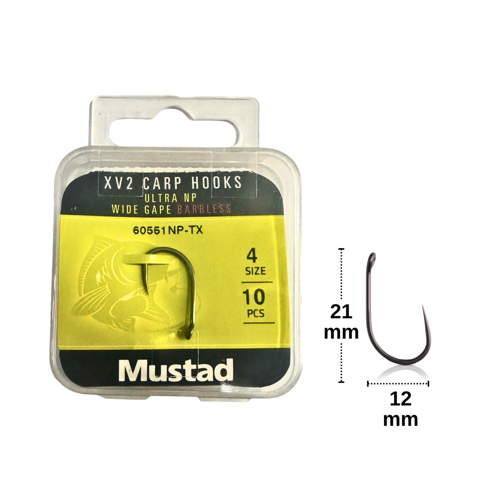 Mustad XV2 Carp Wide Gape Barbless No:4 Sazan İğnesi (10 adet)
