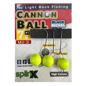 SpiinX Cannon Ball 4 No 7gr Mafsallı Jig Head Zoka 3 Adet Sarı