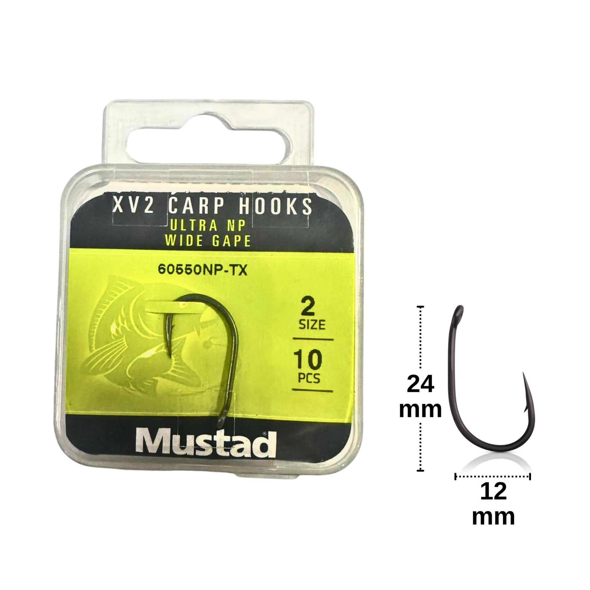 Mustad XV2 Carp Wide Gape No:2 Sazan İğnesi (10 adet)