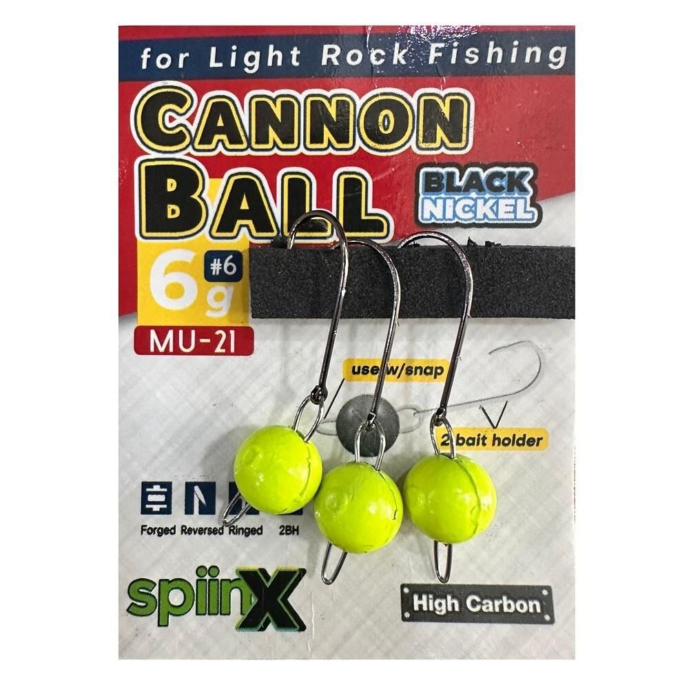 SpiinX Cannon Ball 6 No 6gr Mafsallı Jig Head Zoka 3 Adet Sarı