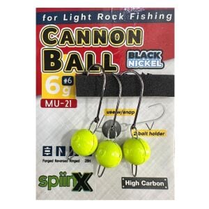 SpiinX Cannon Ball 6 No 6gr Mafsallı Jig Head Zoka 3 Adet Sarı