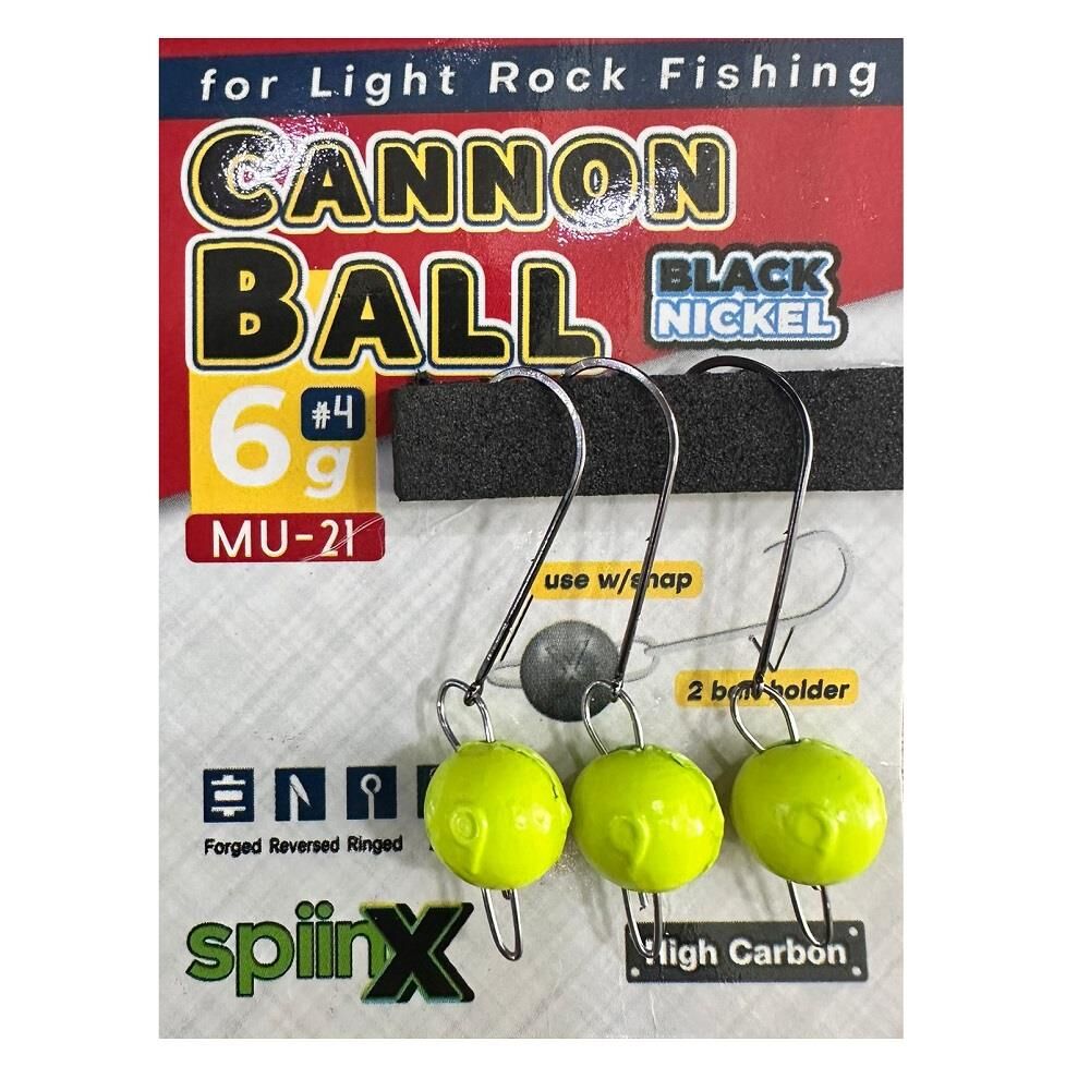 SpiinX Cannon Ball 4 No 6gr Mafsallı Jig Head Zoka 3 Adet Sarı