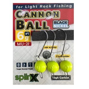 SpiinX Cannon Ball 4 No 6gr Mafsallı Jig Head Zoka 3 Adet Sarı