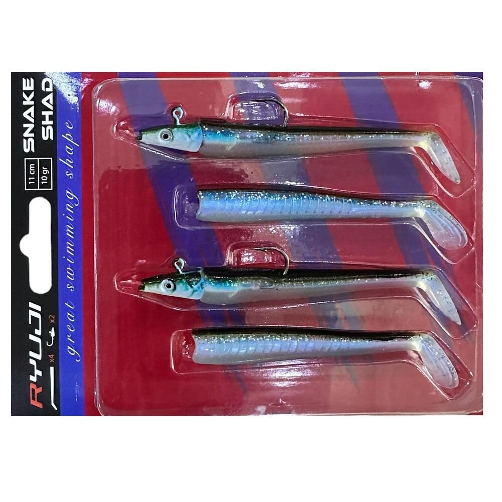 Ryuji Snake Shad 11cm 10gr (2 Jighead + 4  Silikon) 12 Gray Mullet