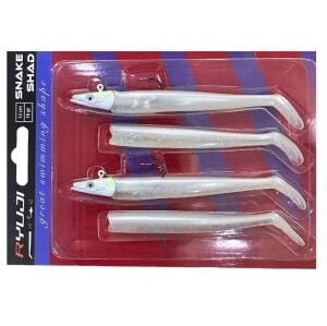 Ryuji Snake Shad 12cm 16gr (2 Jighead + 4  Silikon) 15 Pearl White Glow